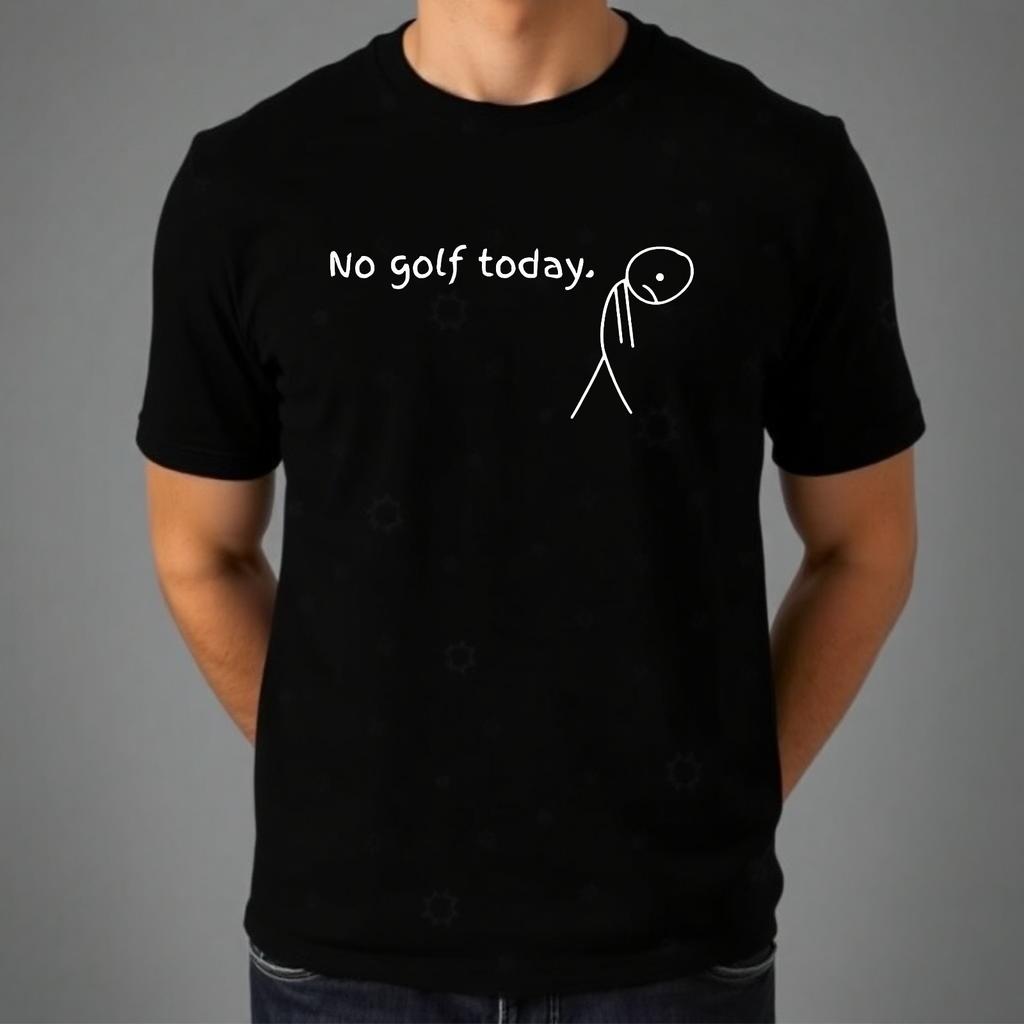 No Golf Today T-shirt Sad Stickman Golf Lovers Gift Top Outdoor Men's Unisex Tee