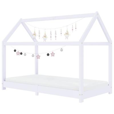 Kids  Bed Frame White Solid Pine Wood 70 X 140 Cm