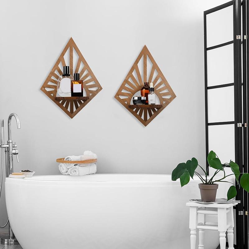 1 buc Cadru de Perete Geometric din Pin Decorativ Suport de Perete pentru Afișare Raft Plutitor 11x14in