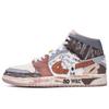 Jordan Air Jordan 1 Da Vinci Custom, Box, Gaza Mid top Vintage Basketball Shoes Men's Reddish Gray DM9652-102(TeamM--BOX)