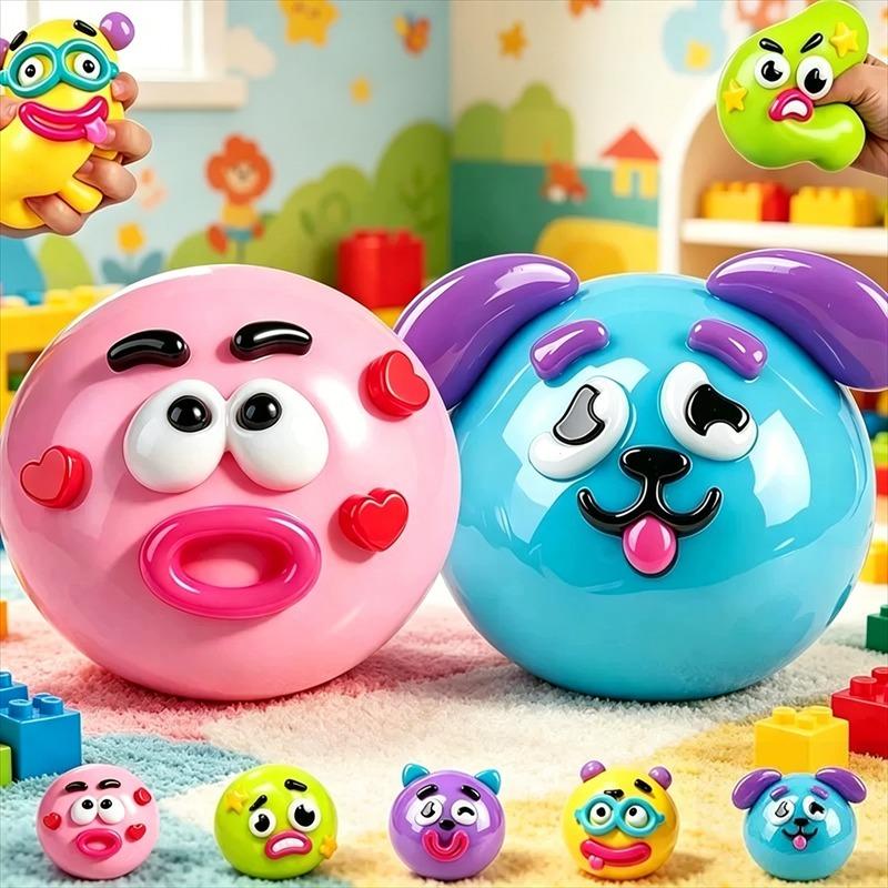 Dog Face Abstract Wacky Expression Diy Stress Ball Soft Squishy Non-Toxic Cute Relief Heal Relax Adhd Fidget Sensory Toy Gift