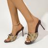 Fashion Flower Print High Heels Sandals for Women Brand Designer Thin Heeled Woman Sandals Slip on Pointed Toe Party Shoes for Woman