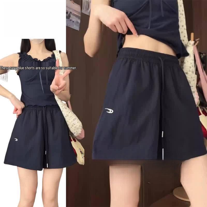 Women's Yellow High-Waisted Wide-Leg Summer Shorts - Slimming, Three-Quarter Length, Versatile Casual 2026 Fashion