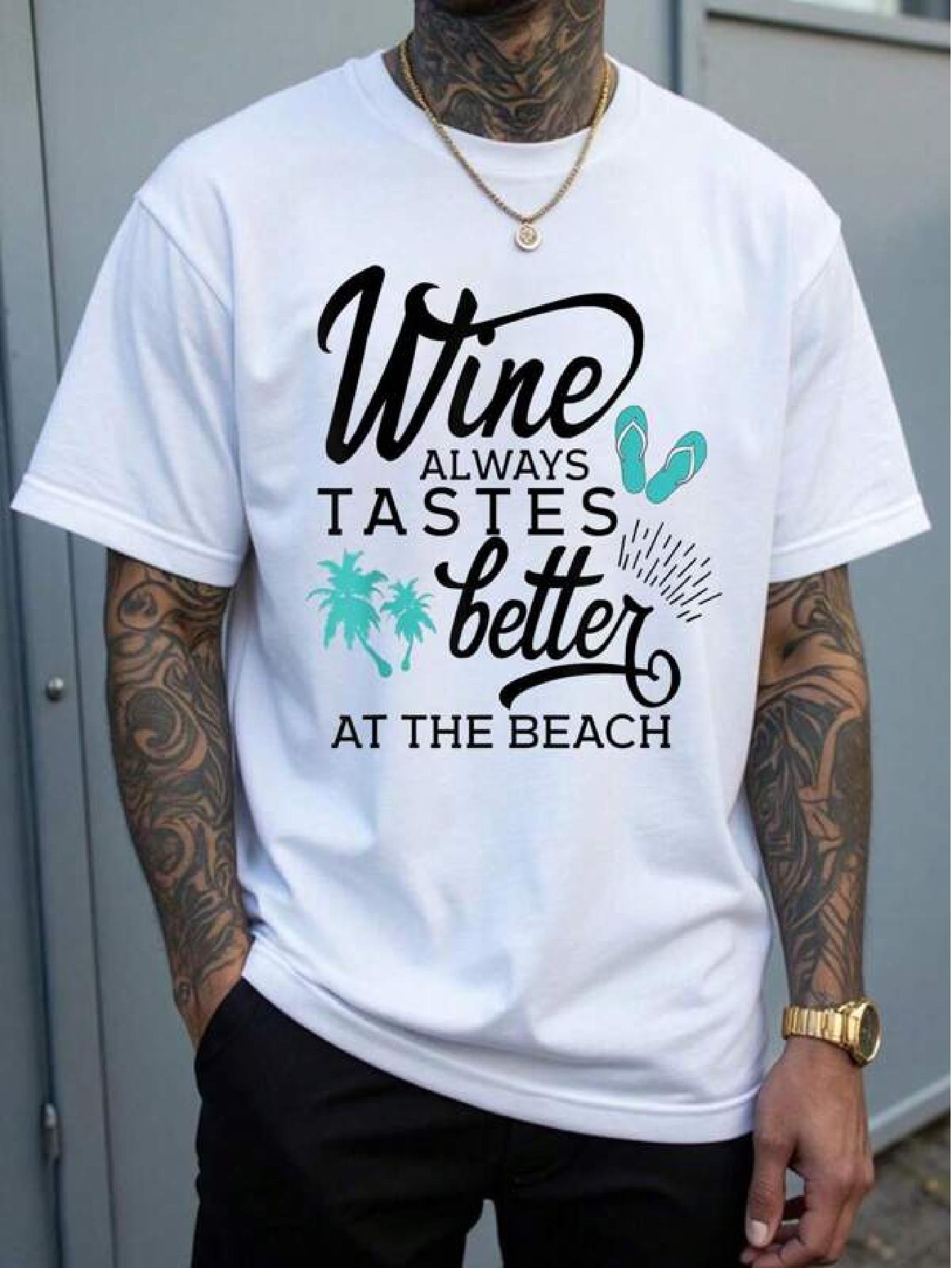 Cotton Cute Vintage Always Tastes Better at The Beach Fun T-shirts T-shirts M