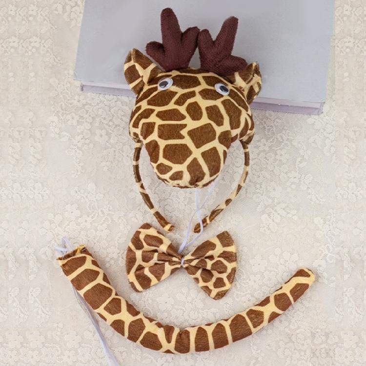 1/3/4/5 Kids Girls Giraffe Ears Headband Bowtie Tutu Skirt Giraffe Tail Animal Giraffe Costume Set for Halloween Cosplay Party