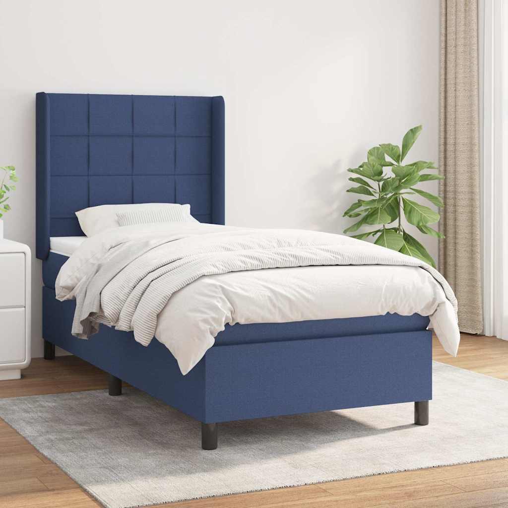 Box Spring Bed with Mattress Blue 100x200 cm Fabric
