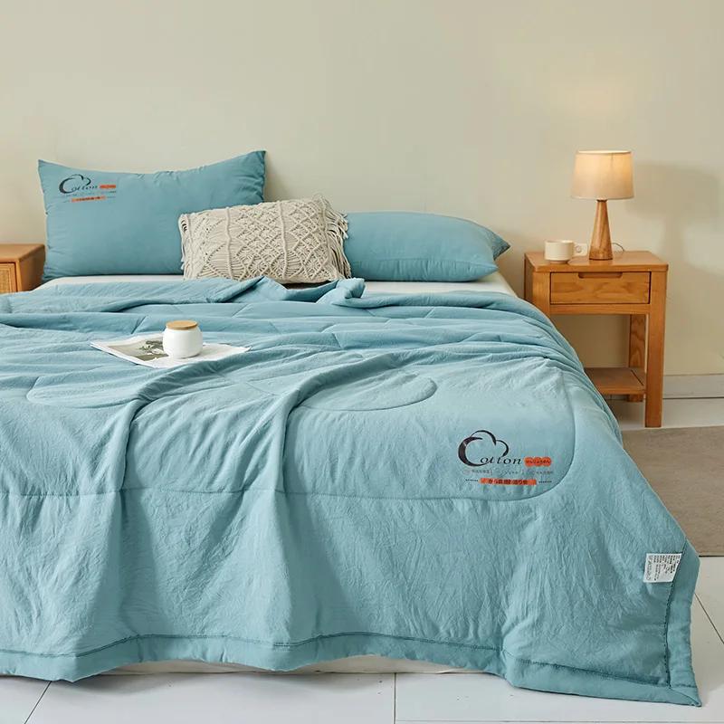 Japanese Summer Quilt - Washed Cotton Solid Color, Lightweight Breathable Bedspread (No Pillowcase/Sheet, Machine Wash)