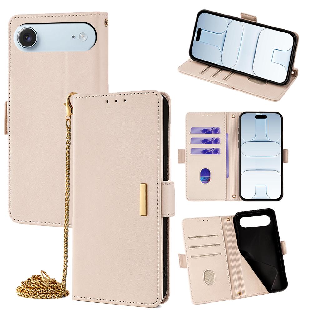 For iPhone Air Case PU Leather Wallet Stand Phone Cover with Crossbody Shoulder Strap