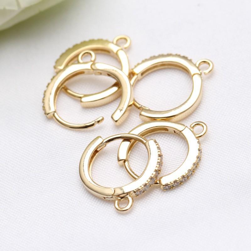 18K Gold Plated Zirconia Hoop Earrings with Pendant Clip