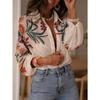 Women Casual Loose Long Sleeve Digital Printed Shirt Top
