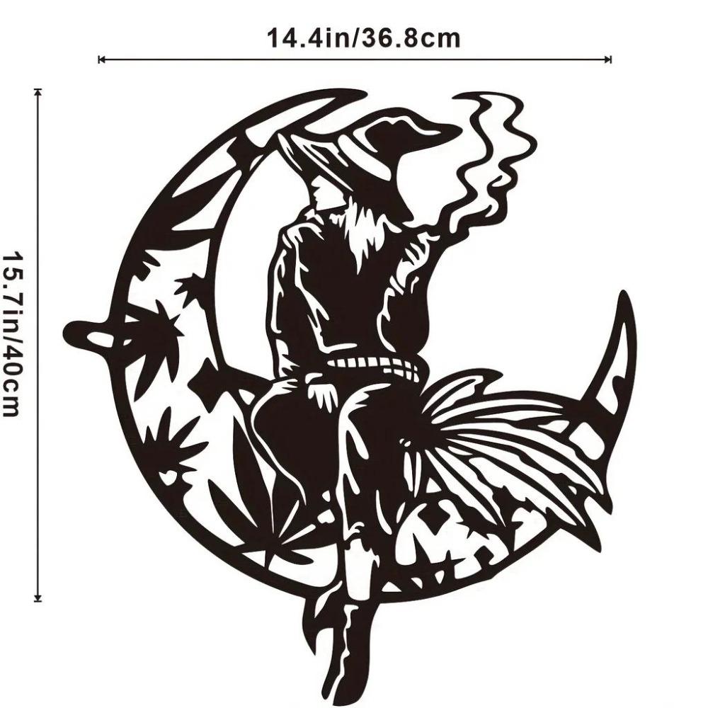 Halloween Witch Moon Metal Wall Art Home Decor Spooky Statue