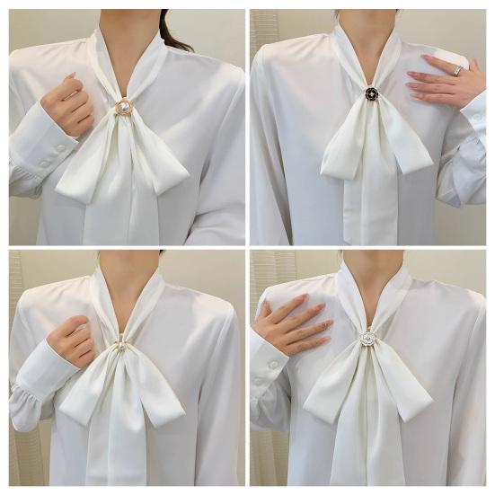 Flower Scarf Ring Faux Pearl Rose Camellia Silk Scarf Clip Elegant Floral Slide Buckle for Silk Scarves T-shirt Shawl