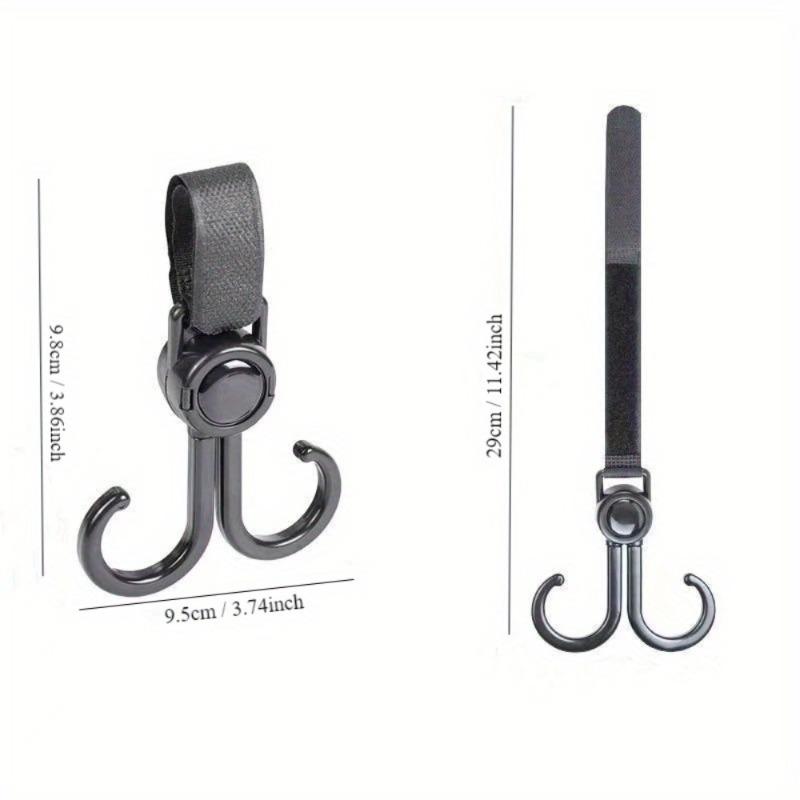2pcs 360° Rotating Baby Stroller Hook, Heavy Duty Adjustable Velcro Strap, Durable Bag Hanger for Pram Accessories Cochecitos