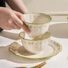 Lace Small Fresh Tableware High Value Ceramic Bowl Underglaze Color Household Bowl Set Large Capacity Binaural Bowl