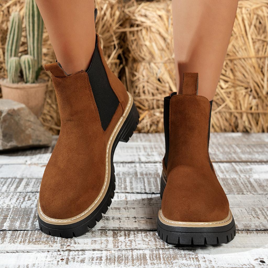 Fashionable New Elegant Plus Size Work Boots Winter Round Toe Comfortable Suede Anti Slip Casual Riding Boots for Women