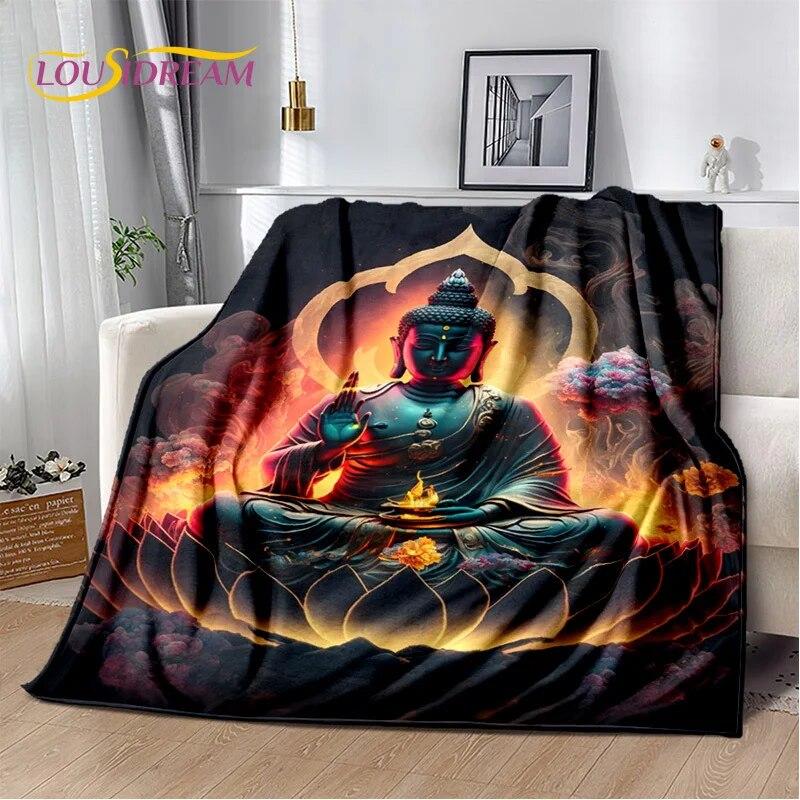 HD Buddha Buddhismus Víra Meditující Náboženství Sakyamuni Bodhisattva Modlitební deka Měkká deka pro domácí postele Pohovka Kid