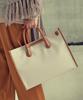 Saturday Eleven Two-Tone Canvas Leather Bridge Tote Bag _ Brown Ivory