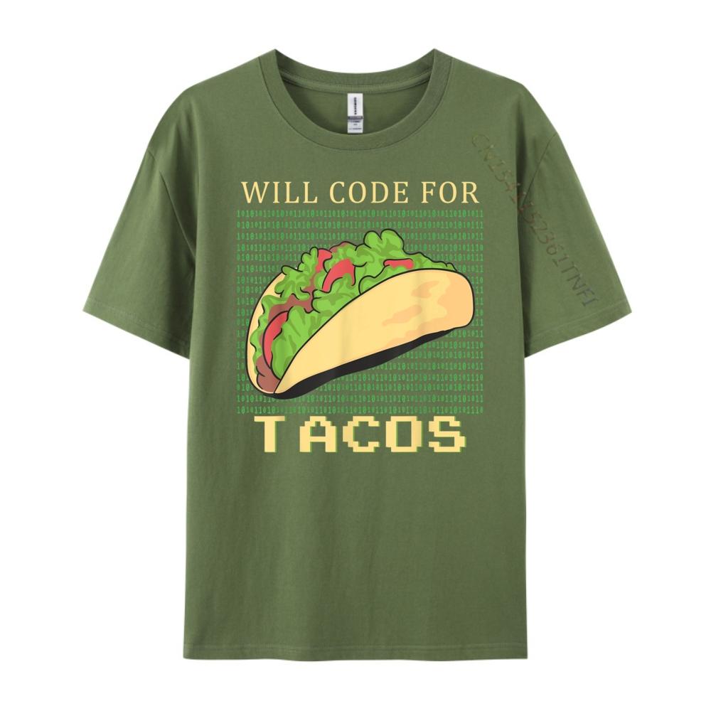 Will Code For Tacos Software Developer Coder Black T Shirt Man Clothes