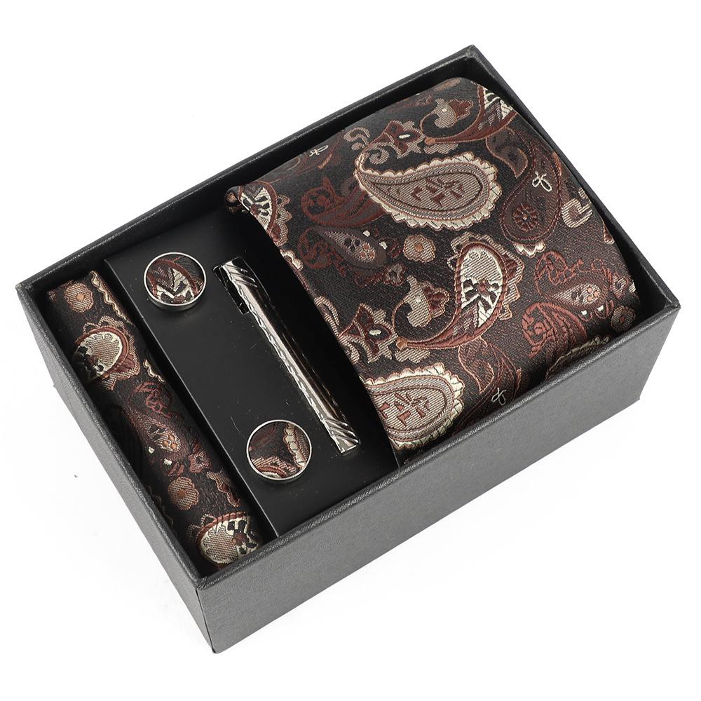 Heren Paisley Jacquard Stropdas met Cadeaubox - Elegante 8CM Cashew Design