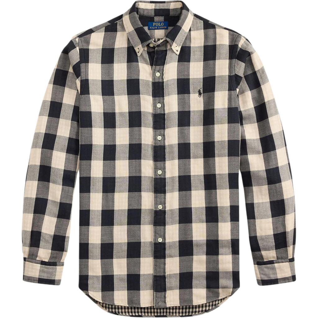 Polo Ralph Lauren Plaid Polo Collar Small Pony Embroidered Shirt Men shirts 710P00517-002