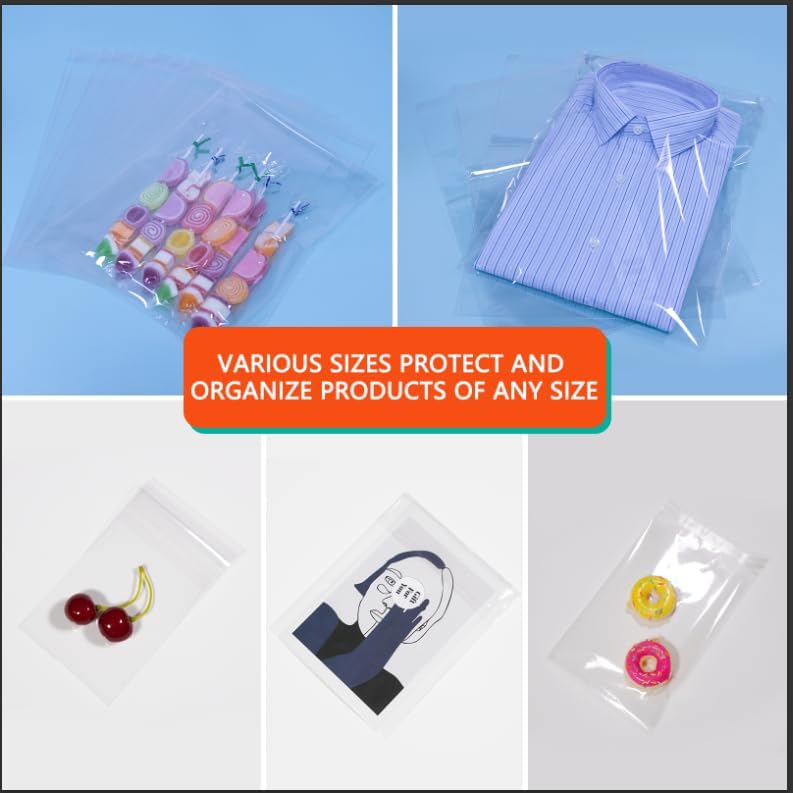 iMailer - 100 Pcs -12" X 18" Clear Plastic Cellophane Bags-Resealable Self Sealing Cello Poly Bags for Prints, Photos, Documents, Clothing, T-Shirt