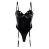 Sexual Lingerie Woman Sexy Patent Leather Sexy Lingerie Sexy Soft Leather Suspender Bustier Bodysuit Set For Love And Lingerie