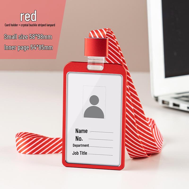 Aluminum Alloy ID Card Holder with Crystal Buckle Lanyard for Employees and Students