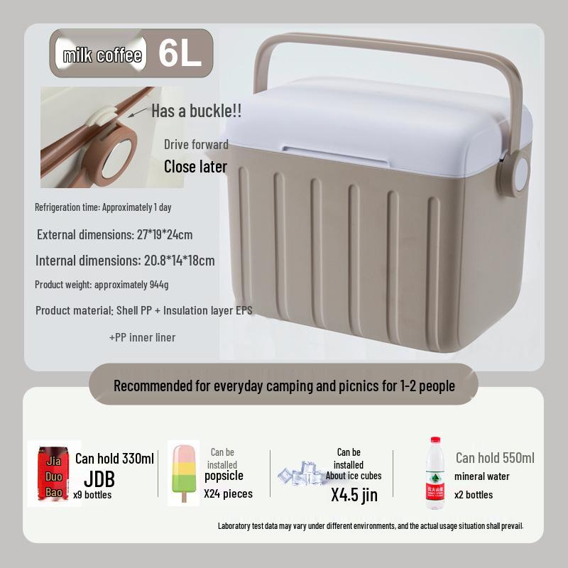 6L Outdoor Insulated Cooler Box for Camping, Breast Milk, Ice Cubes, Dragon Boat & Mid-Autumn Festivals, Zongzi, Seafood, New Year Gifts