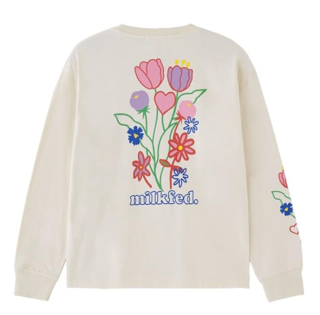 

Milkfed Flower Print Wide Long Sleeve Off Medium Tee, 103251011005, White,