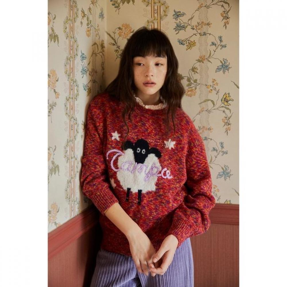 Benetton Jacquard Melange Knit Bakp53561 RD/OS