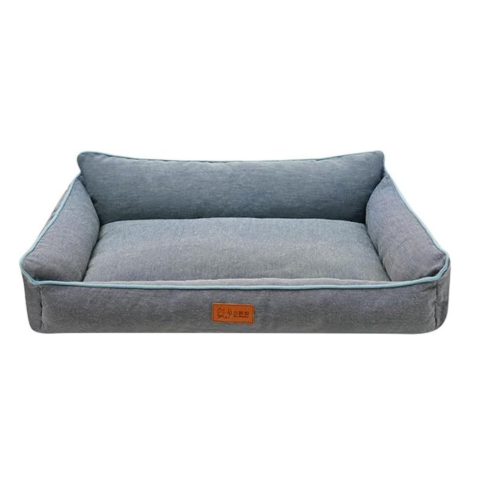 

Плюшевая лежанка для питомца с валиком, серая лежанка для питомца в стиле дивана с кантом, мягкий шезлонг One Size
