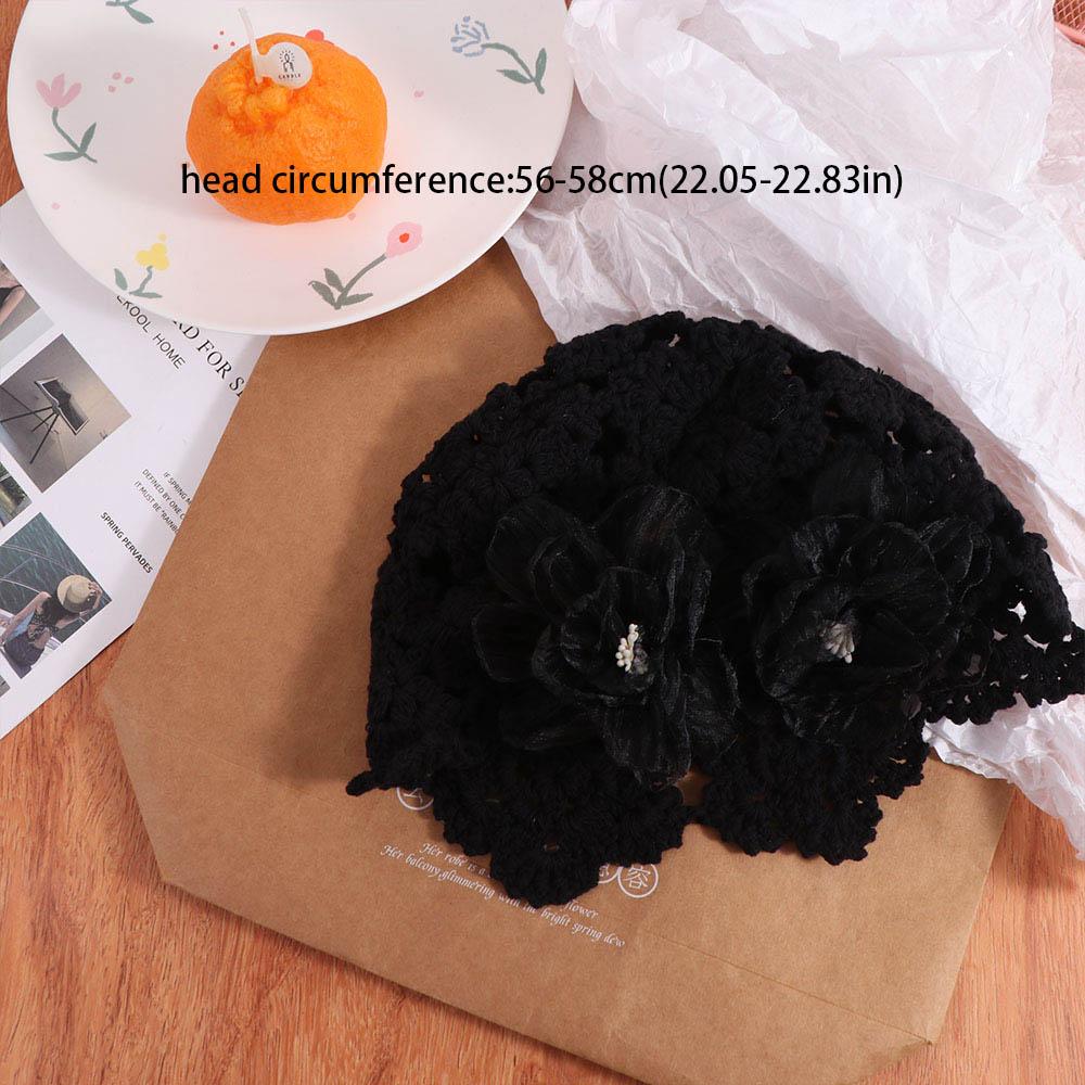 Hollow Out Crochet Hollow Flower Knitted Hat Warm Knit Cap Sweet Warm Beanies Hat Autumn
