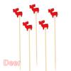 50Pcs/set Christmas Fruit Sticks Disposable Bamboo Sticks Snowflake Christmas Tree Elk Santa Claus Snowman Sticks Xmas Ornaments