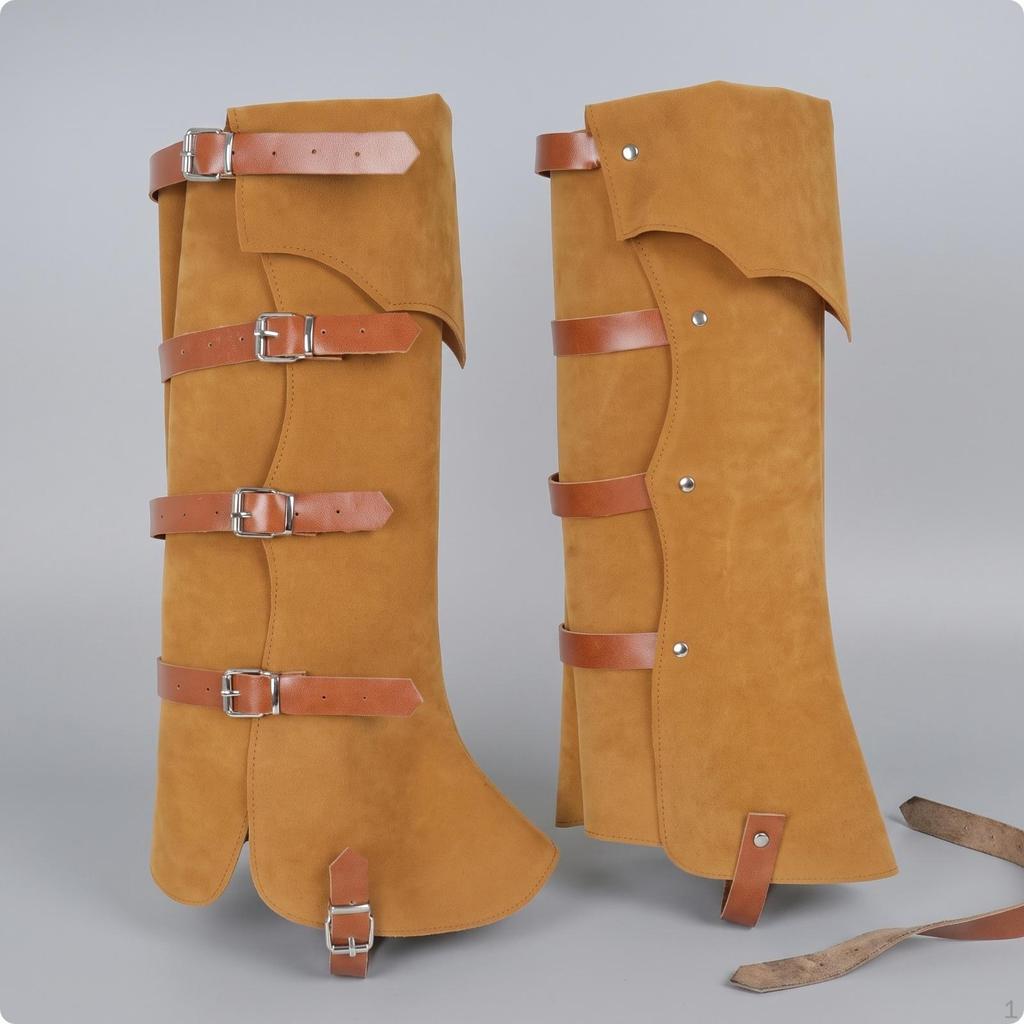 Unisex Wildleder-Stiefelüberzieher mit Schnallen | Spitze Vorderform, Flache Absatzform, Mittelalterliche Beinwickel