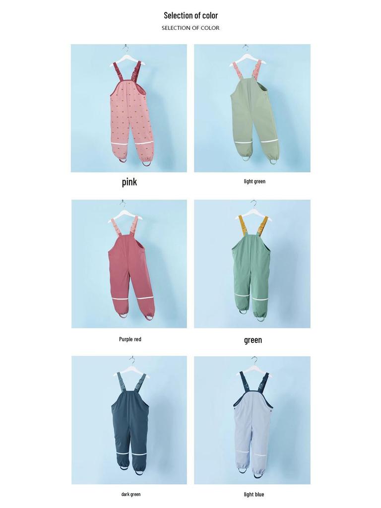 Kids' Fleece-Lined Waterproof Rain Pants – Unisex Bibs for Toddlers and Kindergarteners