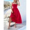Women Vacation Style Solid Color High Waist Sleeveless Hanging Neck Long Dresses