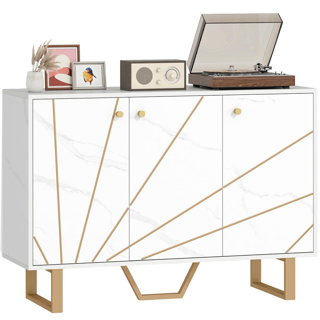 Sideboard Storage Cabinet, Modern Storage Cupboard with Adjustable Shelves and Metal Legs for Living Room, Kitchen, Dining Room, Entryway