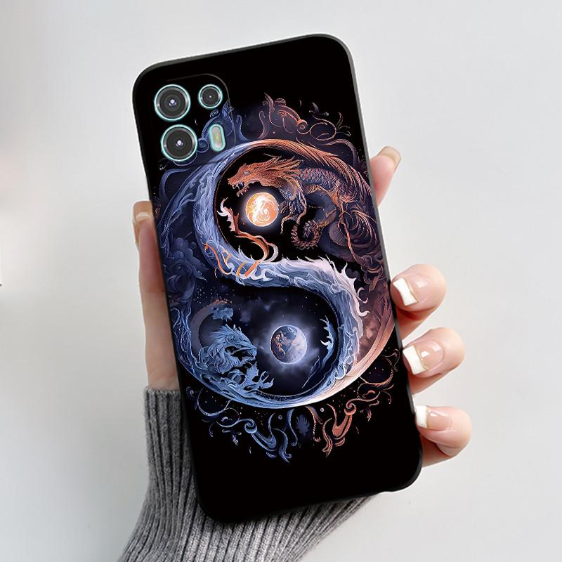 For Motorola Edge 20 Lite Case XT2139-1 Pretty Girl Cute Heart Rabbit Black TPU Silicone Back Cover For Moto Edge 20 Fusion Case