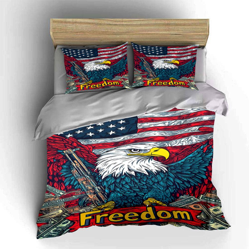 Eagle, Flag, Cash, "Freedom" Bedding Sets Duvet Cover Sets Duvet Covers Pillowcases(1 * Duvet Cover 2 * Pillowcases Without Duvet Insert)