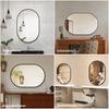60×90cm Arch Wall Mirror with Black Aluminum Frame – HD Copper-Free Silver Mirror, Vertical or Horizontal Hanging Decorative Mirror
