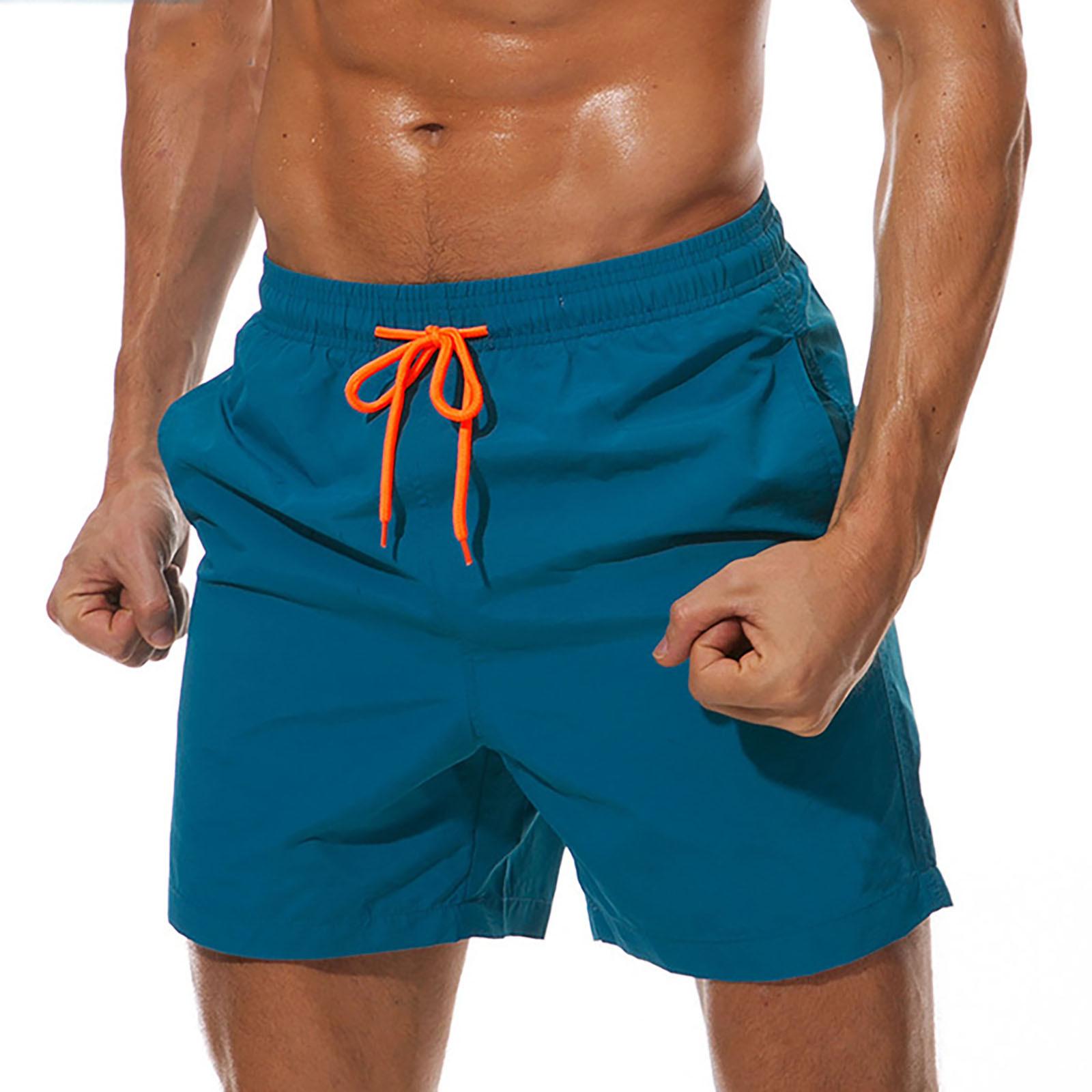 

Мужские плавки, быстросохнущие пляжные шорты с карманами на молнии и сеткой M синий