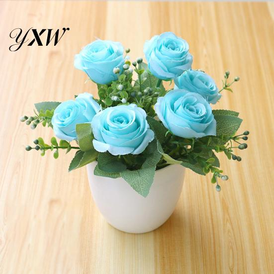Fake A Pot Artificial Plant Bonsai Beautiful Simulation Flower Decor Plastic Rose for Living Room