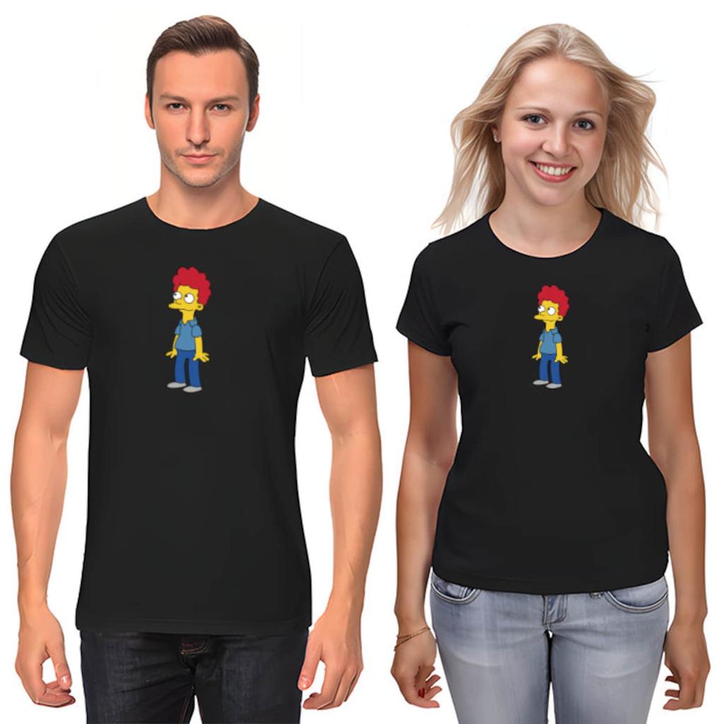 The Simpsons,Homer,Marge,Bart,Lisa Figure, Short Sleeve White-Black Men's / Women's T-Shirt L068