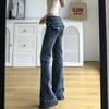 Low Waist Design Sense Slightly Pull Jeans Women's New Elastic Slim Fit Straight Slim Spice Girl Style Horn Trousers
