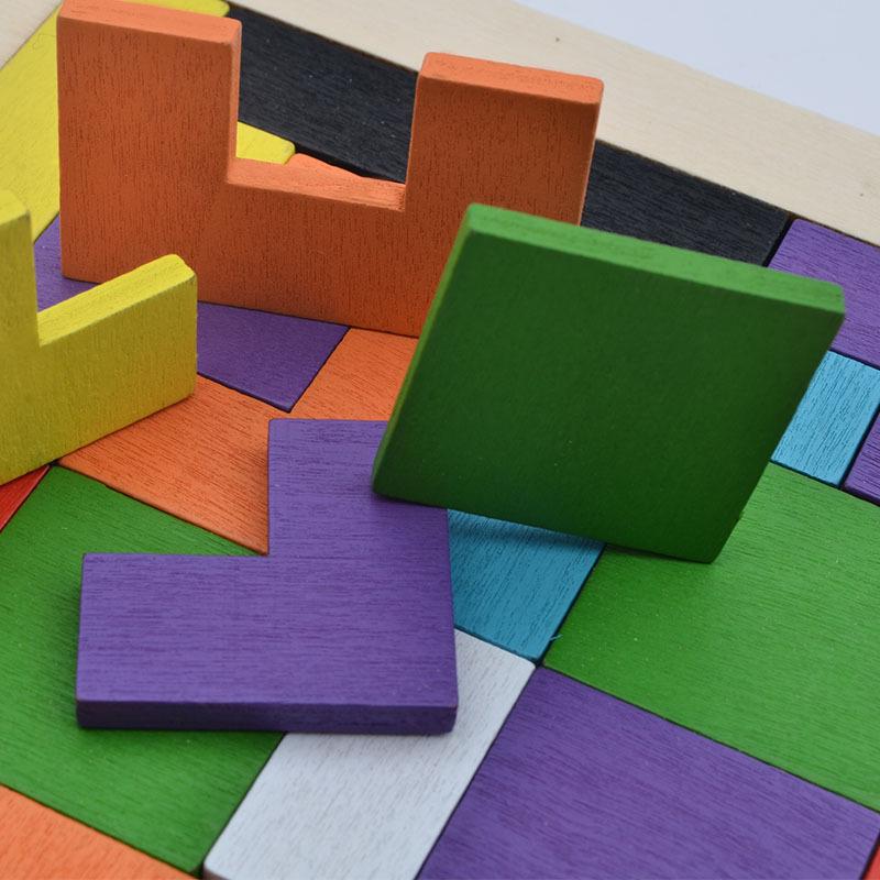Tetris Wooden Puzzle Building Blocks: Educational Jigsaw Game for Children