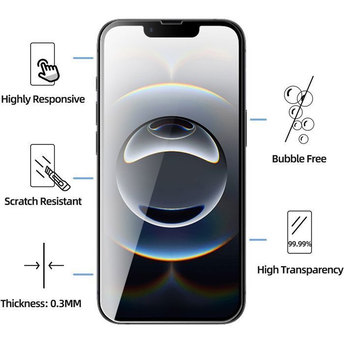 Film de protection en verre trempé - pour iPhone 16e - Pack de 2 - Résistant aux rayures - Installation facile - 9H