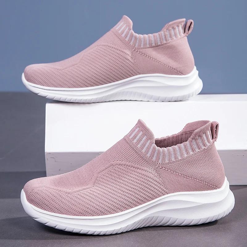 New Spring Summer Women Shoes Knitting Sock Women's Sneakers Breathable Women Flat Shoes Soft Bottom Casual Walking Shoes