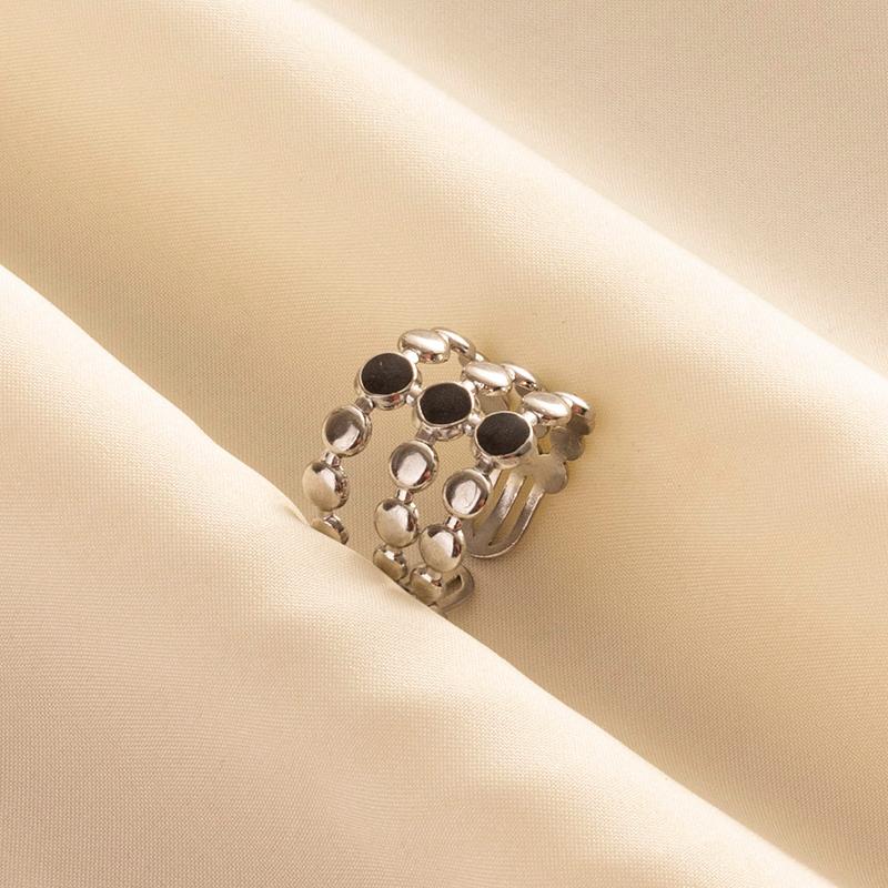 Punk Vintage Black Enamel Ring Stainless Steel Open Rings For Women Men Jewelry Fire Evil Eye Bague Acier Inoxydables Femme Gift