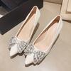 Lucyever Luxury Rhinestone High Heels Pumps Women Fashion Bowknot Party Wedding Shoes Woman Sexy Pointed Toe Stiletto Pumps Lady