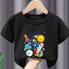 New Boys and Girls Clothing Outer Space Rocket Planet Printed Childrens Tshirt Birthday Round Neck Summer polyester fabric